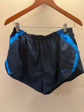 Nike Fit Womens Running Shorts Navy Blue Electric Blue Athletic Gym Lined